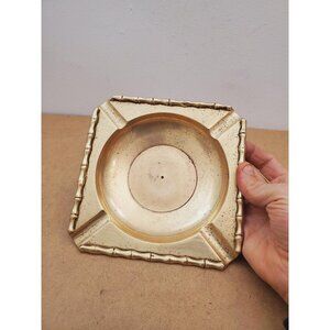 Vintage Solid Brass Square Ashtray Ornate Brass Tobacco Memorabilia - Vintage